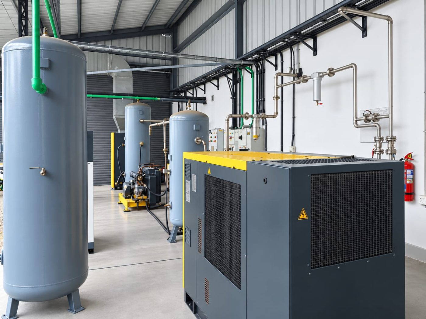 Air receiver tanks in the plant room